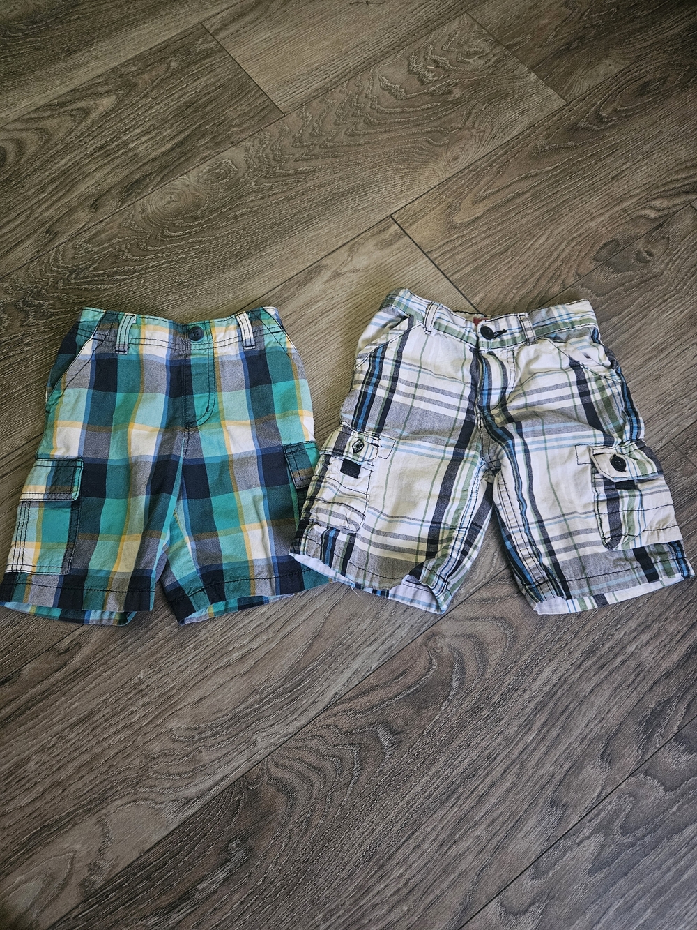 2 Pairs Boys Plaid Cargo Shorts